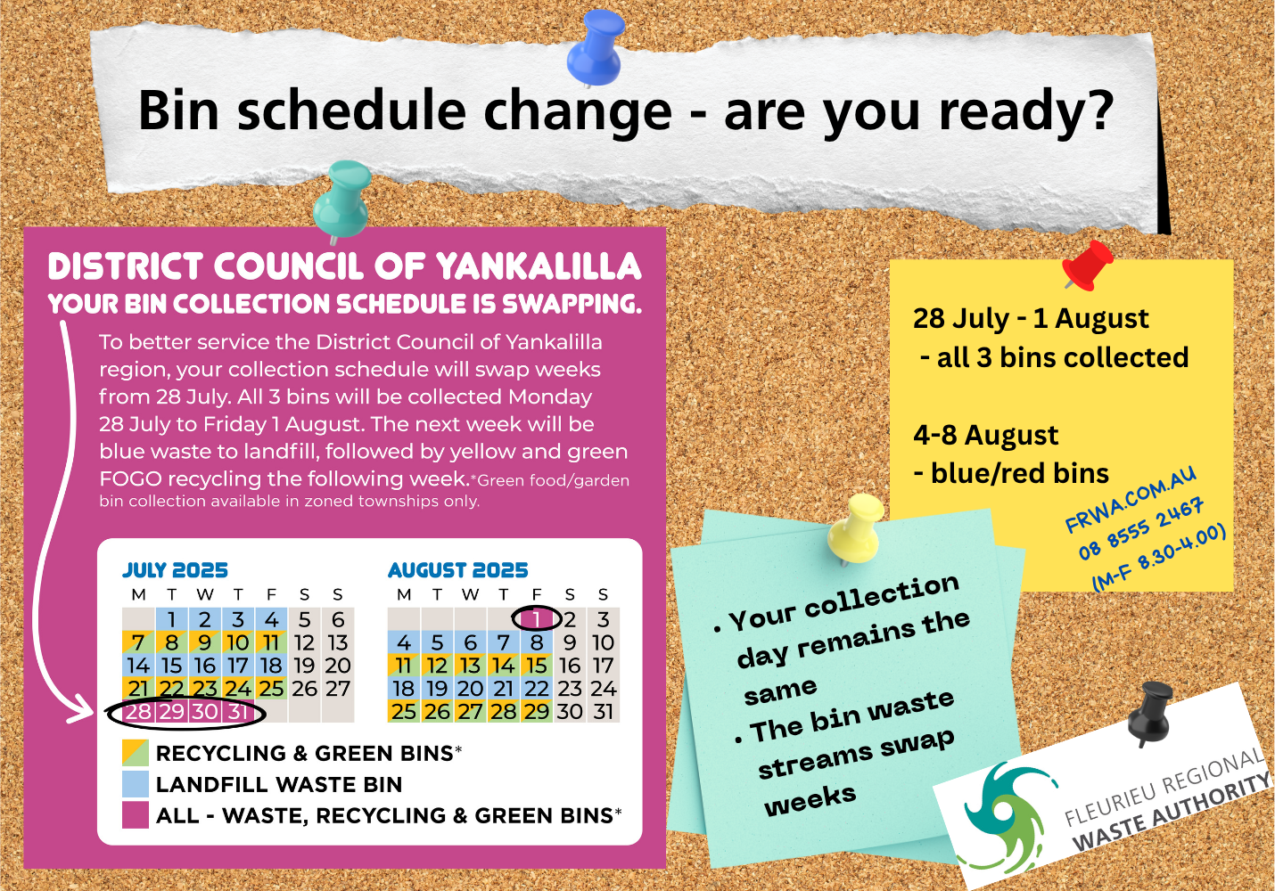DCY schedule change July-August